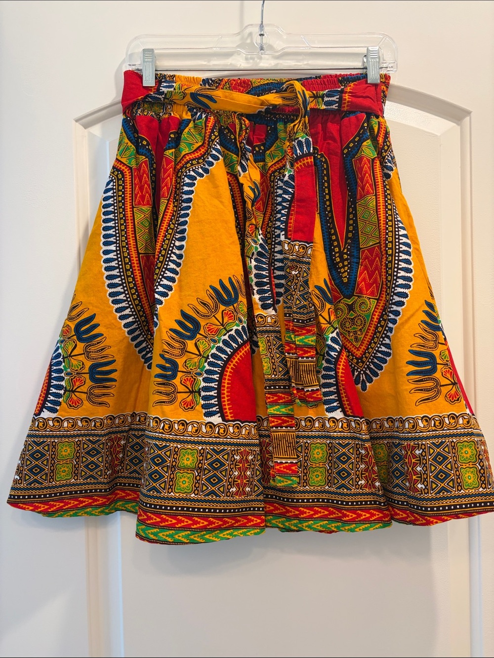 Vibrant Yellow African Print A-Line Skirt